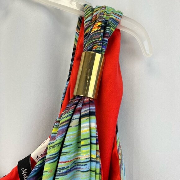 Molli & Mia Womens Sheath Dress Blue Red Abstract One Shoulder Sleeveless S - Picture 3 of 11